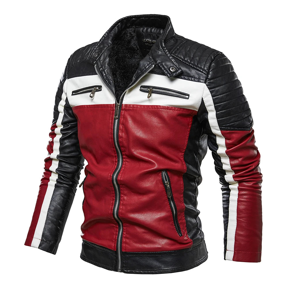 Men's casual motorcycle pilot leather jacket