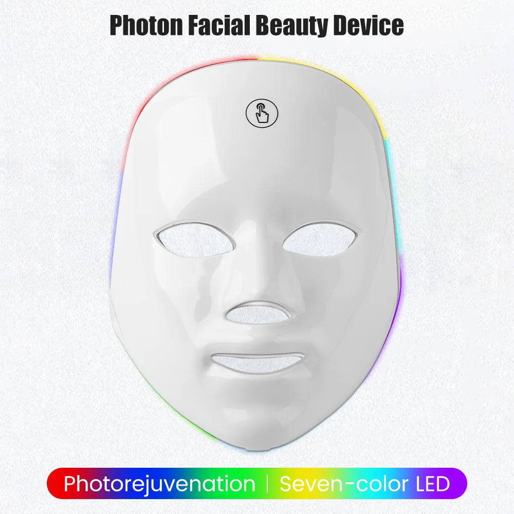 Masque facial LED 7-en-1 pour le rajeunissement, anti-acné et anti-rides