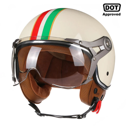 DOT 3/4 Open Face Motorcycle Retro Helmet
