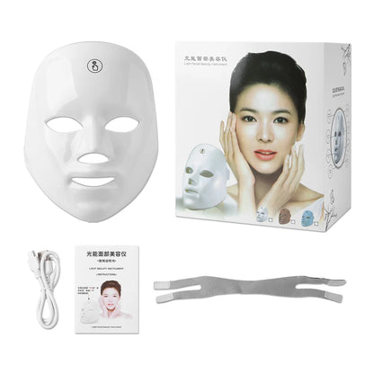 Masque facial LED 7-en-1 pour le rajeunissement, anti-acné et anti-rides