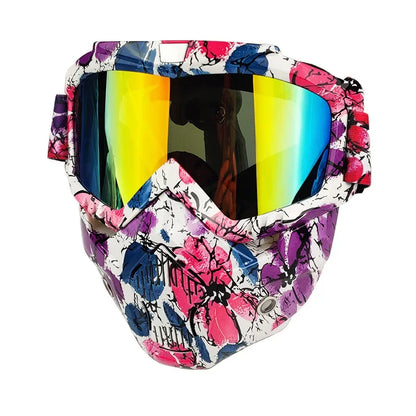 FKY For Motorcycle Glasses Motocross Off-Road Riding Goggles Cycling Glasses with Skull Face Mask for Open Face Helmet