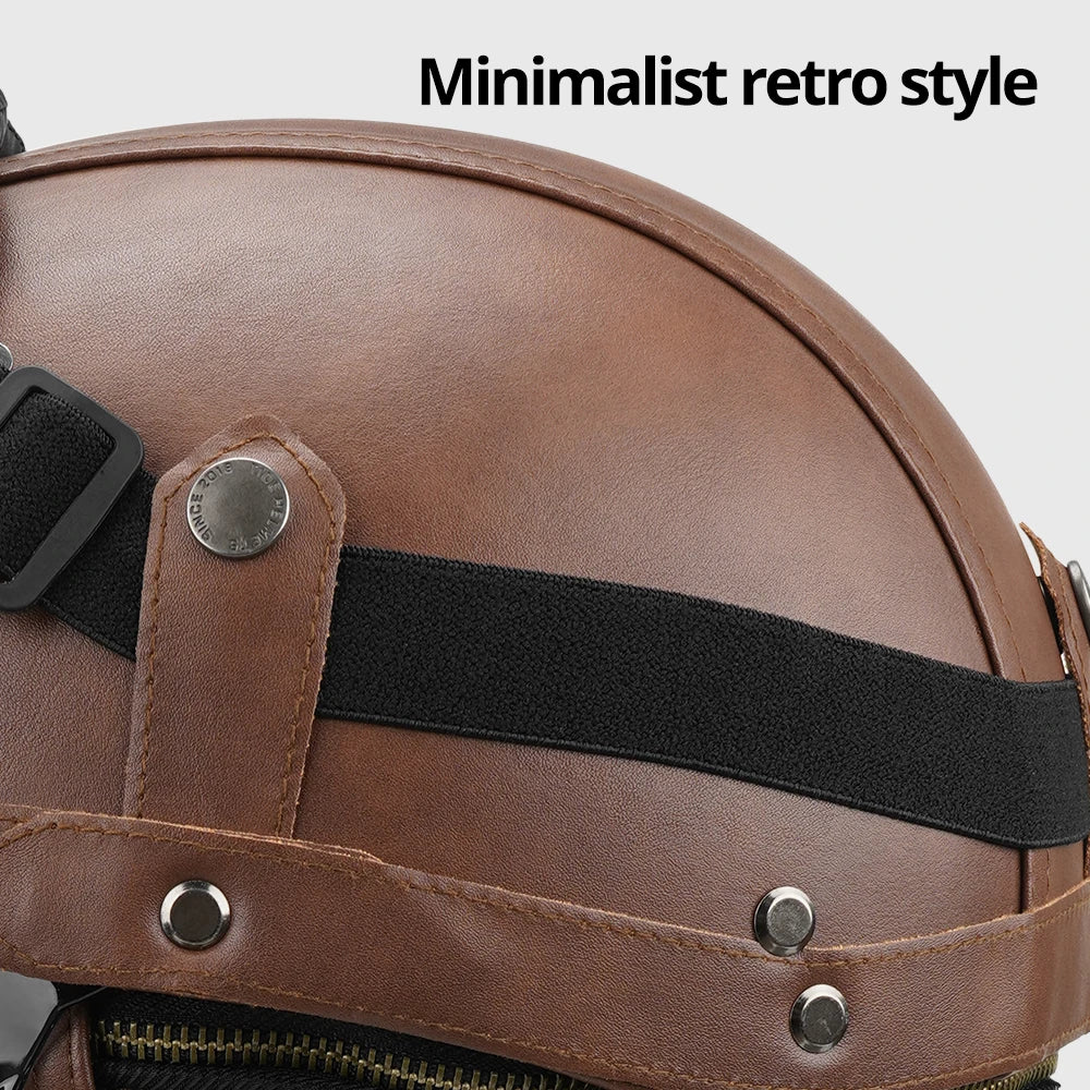 Motorcycle Half Helmet Leather Vintage