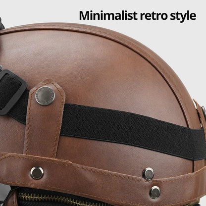 Motorcycle Half Helmet Leather Vintage