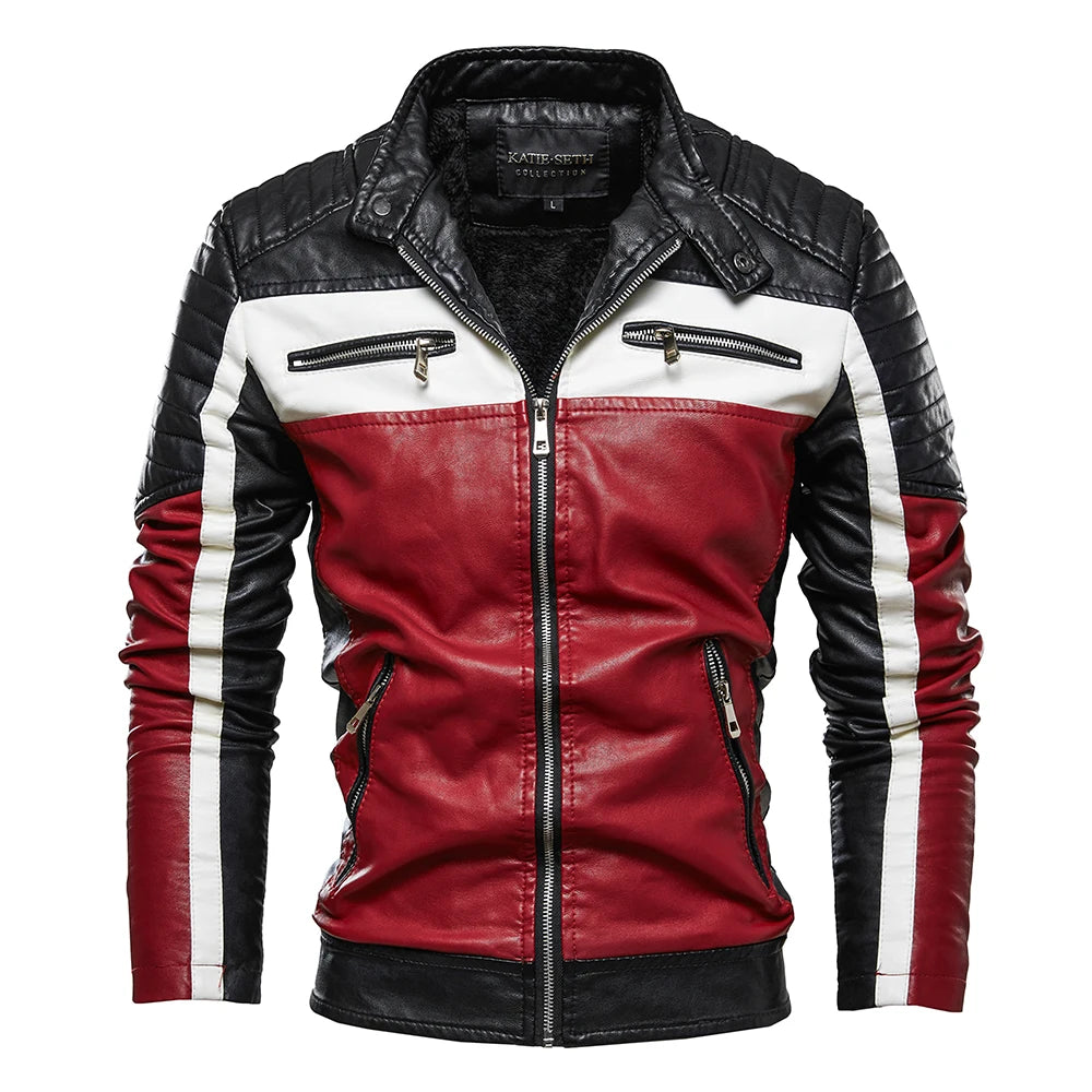 Men's casual motorcycle pilot leather jacket
