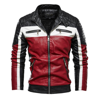 Men's casual motorcycle pilot leather jacket