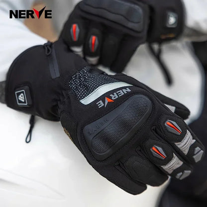 NERVE Leather Heated Motorcycle Gloves Winter Heating Gloves