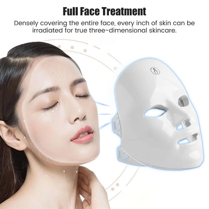 Masque facial LED 7-en-1 pour le rajeunissement, anti-acné et anti-rides