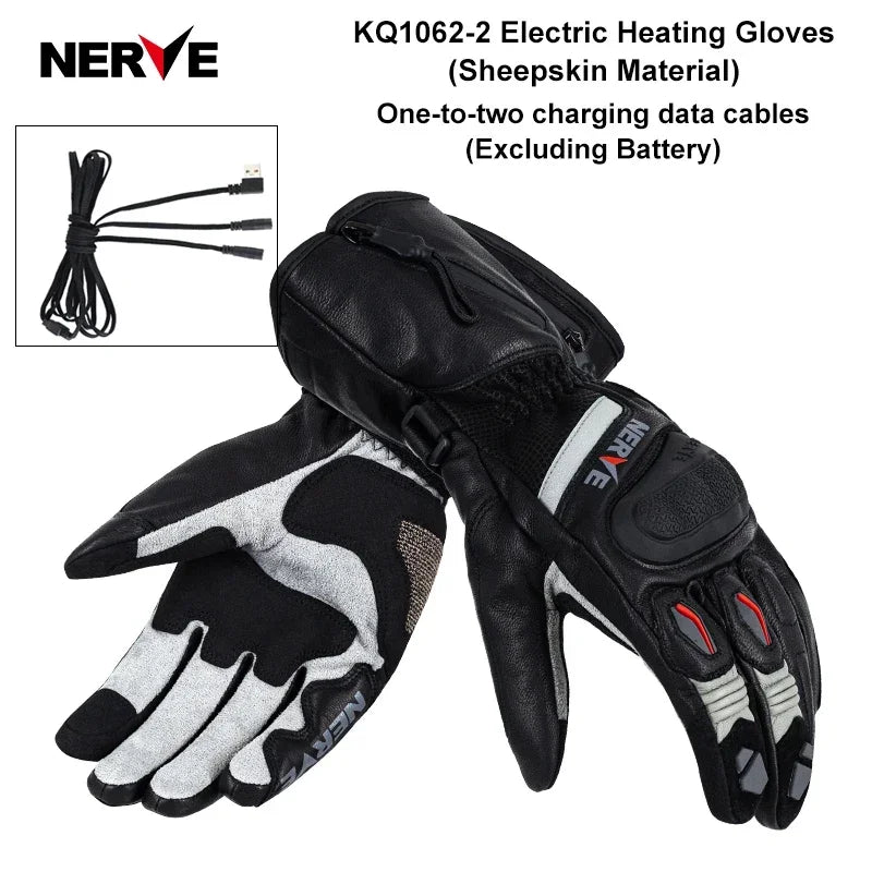NERVE Leather Heated Motorcycle Gloves Winter Heating Gloves