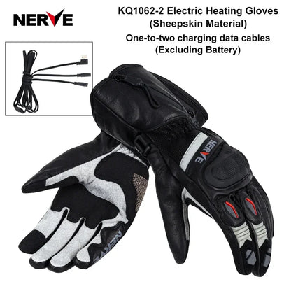 NERVE Leather Heated Motorcycle Gloves Winter Heating Gloves