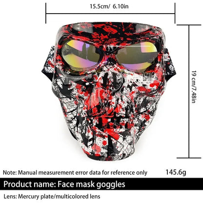 FKY For Motorcycle Glasses Motocross Off-Road Riding Goggles Cycling Glasses with Skull Face Mask for Open Face Helmet