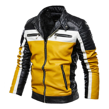 Men's casual motorcycle pilot leather jacket