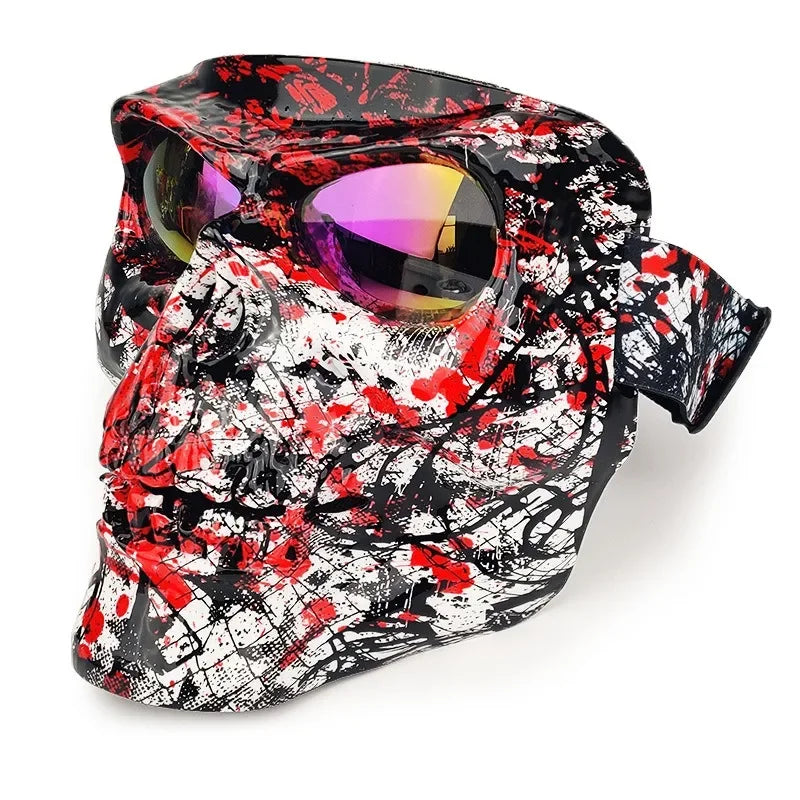 FKY For Motorcycle Glasses Motocross Off-Road Riding Goggles Cycling Glasses with Skull Face Mask for Open Face Helmet