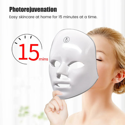 Masque facial LED 7-en-1 pour le rajeunissement, anti-acné et anti-rides