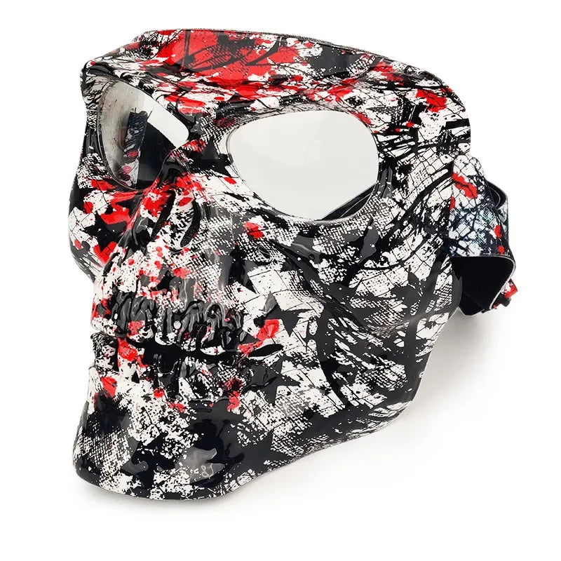 FKY For Motorcycle Glasses Motocross Off-Road Riding Goggles Cycling Glasses with Skull Face Mask for Open Face Helmet