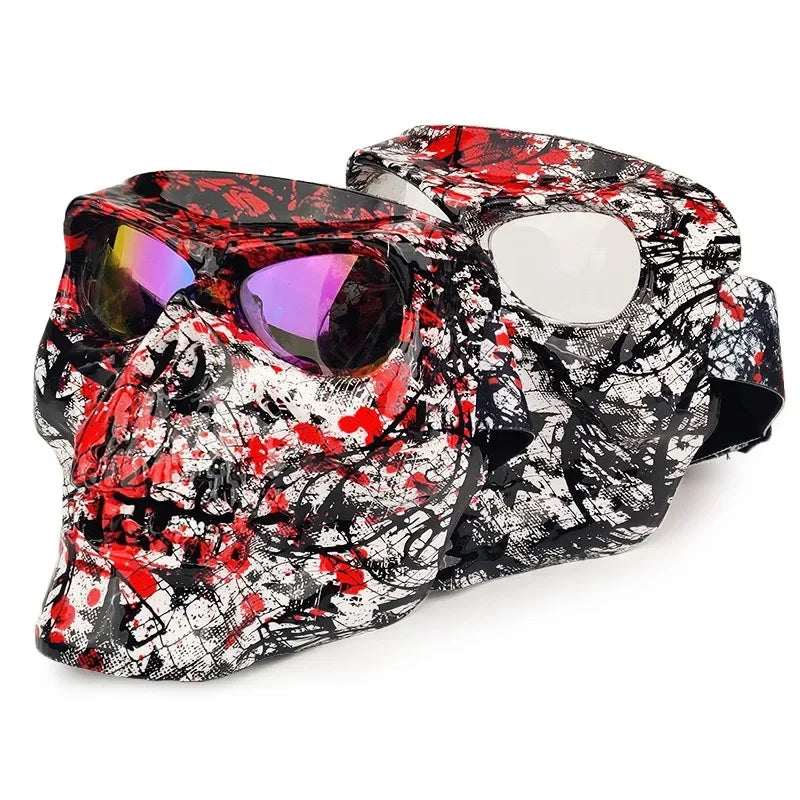 FKY For Motorcycle Glasses Motocross Off-Road Riding Goggles Cycling Glasses with Skull Face Mask for Open Face Helmet