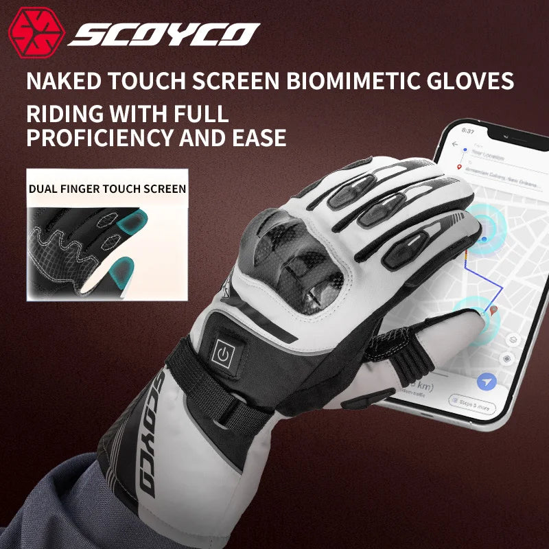 SCOYCO Motorcycle Gloves Winter Warm Electric HEATING